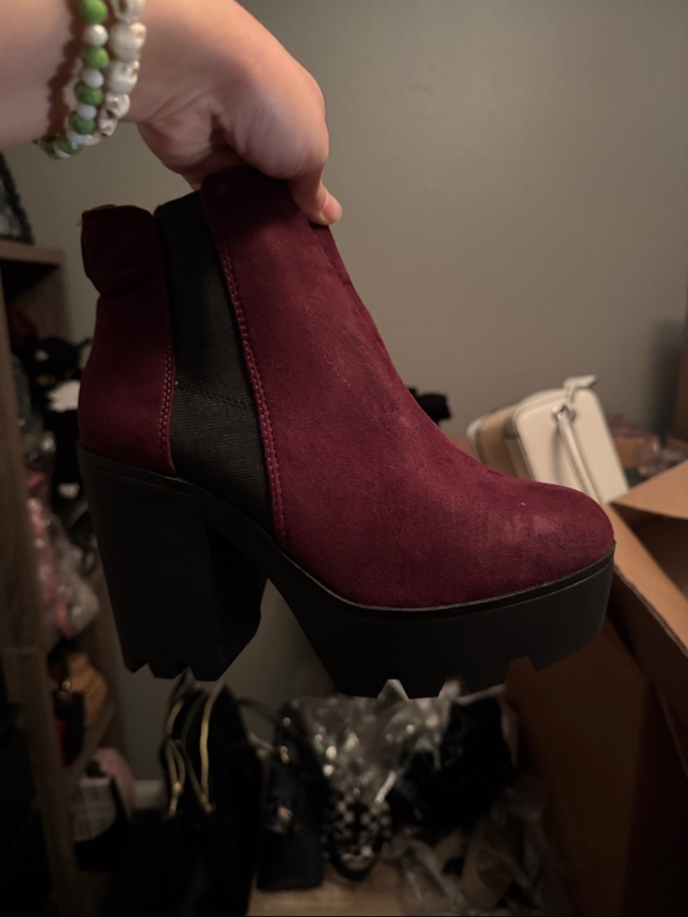Women's Burgundy Platform Chelsea Boot